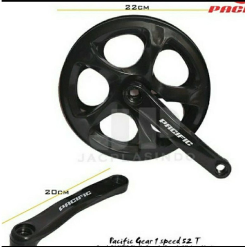 Gir / Crank set pasific 52T cover hitam sepeda lipat