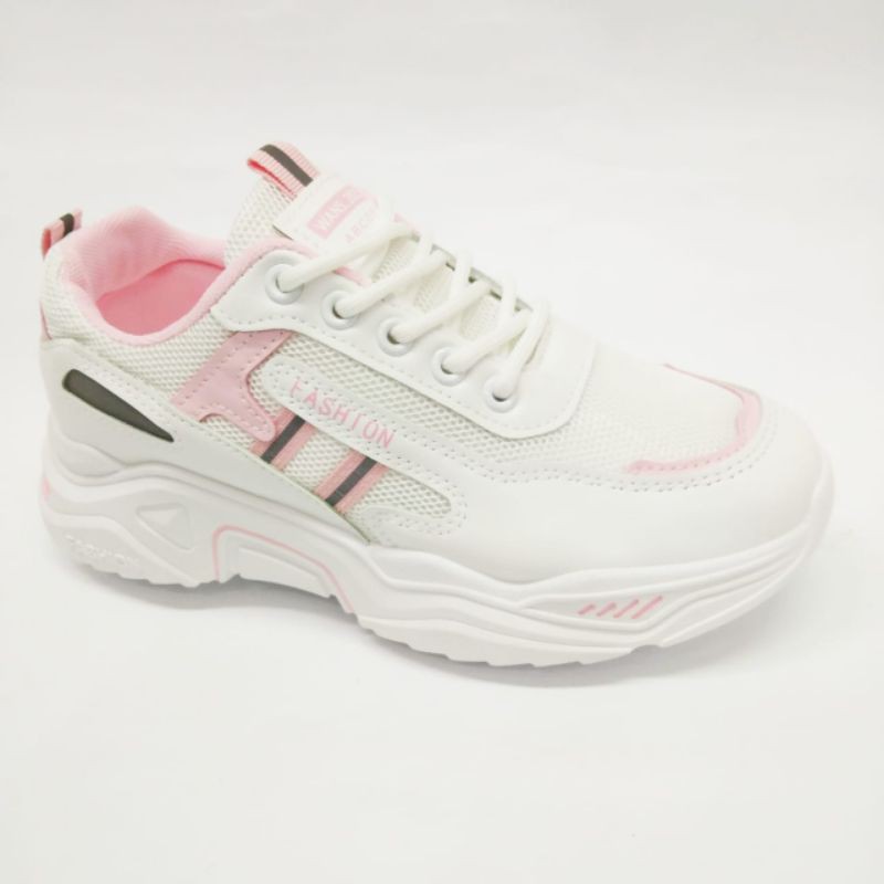 SNEAKERS WANITA TERBARU-Putih pink H16