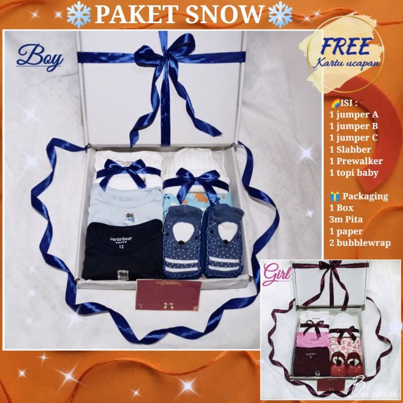 KADO BAYI GIFT SET BABY hampers baju box perempuan laki parsel lahiran kembar BTM bajutasmurahku-❄Paket SNOW❄