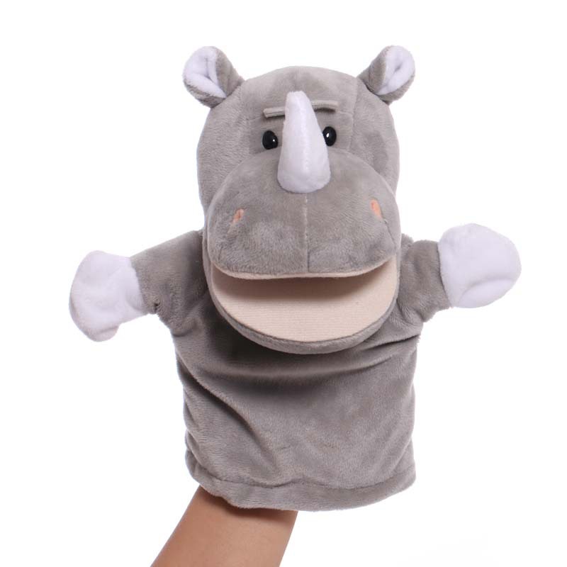 1pc Mainan Boneka Tangan Bentuk Gajah Buaya Badak Bahan Plush Lembut Untuk Edukasi Bayi