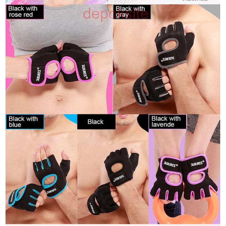 1 Pasang AOLIKES 1678 Sarung Tangan Gym Gloves Fitness Gloves Fitness Cycling Gloves Men Women Sport