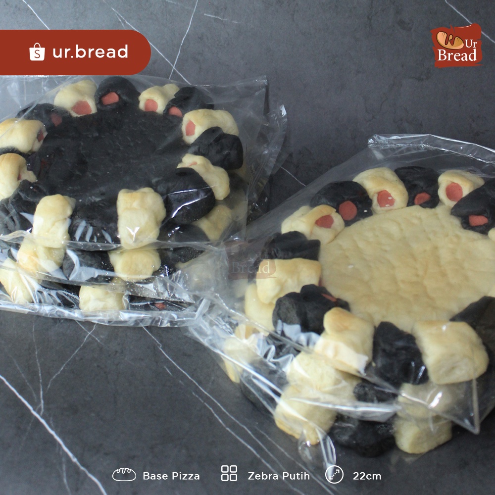 Roti Pizza Sosis Zebra Putih Hitam Ukuran 22cm | Base Pizza Sosis 22cm Zebra
