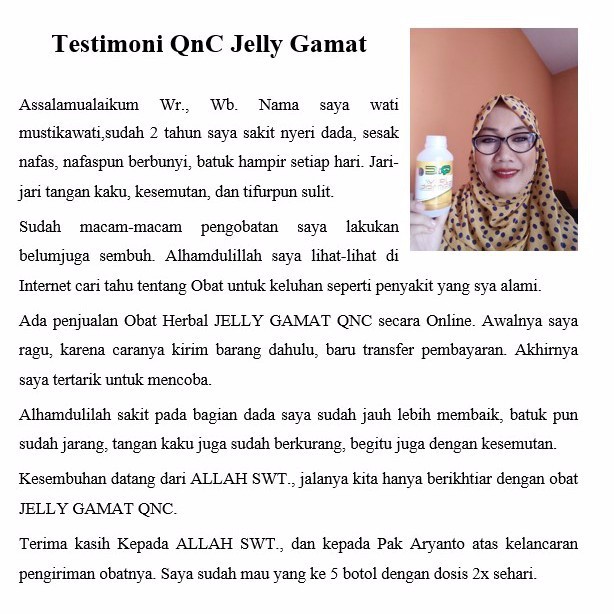 Obat Herbal Asma Sesak Nafas/Napas Aman Untuk Anak Dan Dewasa Tanpa Efek Samping Qnc Jelly Gamat 300 ML