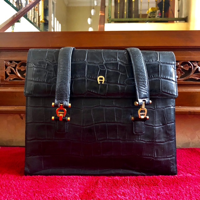 Tas aigner kulit croco asli original second preloved