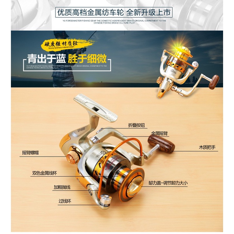 Yumoshi Gulungan Pancing EF6000 Metal Fishing Spinning Reel 12 Ball Bearing