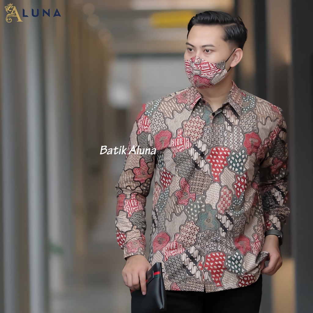 KEMEJA BATIK PRIA PREMIUM LENGAN PANJANG REGULAR BATIK ALUNA PCW 031