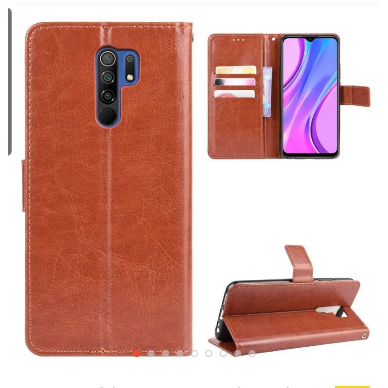 Flip Case Cover Xiaomi Redmi 9, Redmi 9A, Redmi 9C Leather Case Flip Dompet Standing Cover