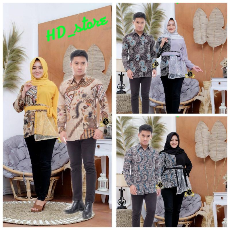 sarimbit batik/couple batik kombinasi brokat baju kondangan termurah dan terbaru