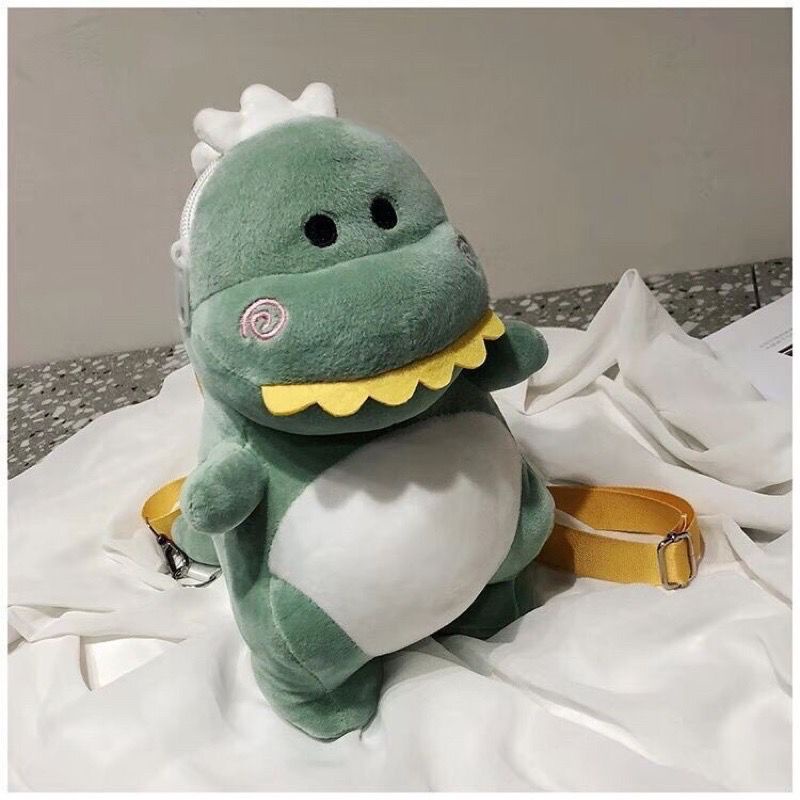 CIO Tas Selempang Bulu Bahu Wanita Motif Boneka Kartun Dino Dinosaurus TINY DINO Lucu Gemoy Uwu Kiyowok Import Korea Murah