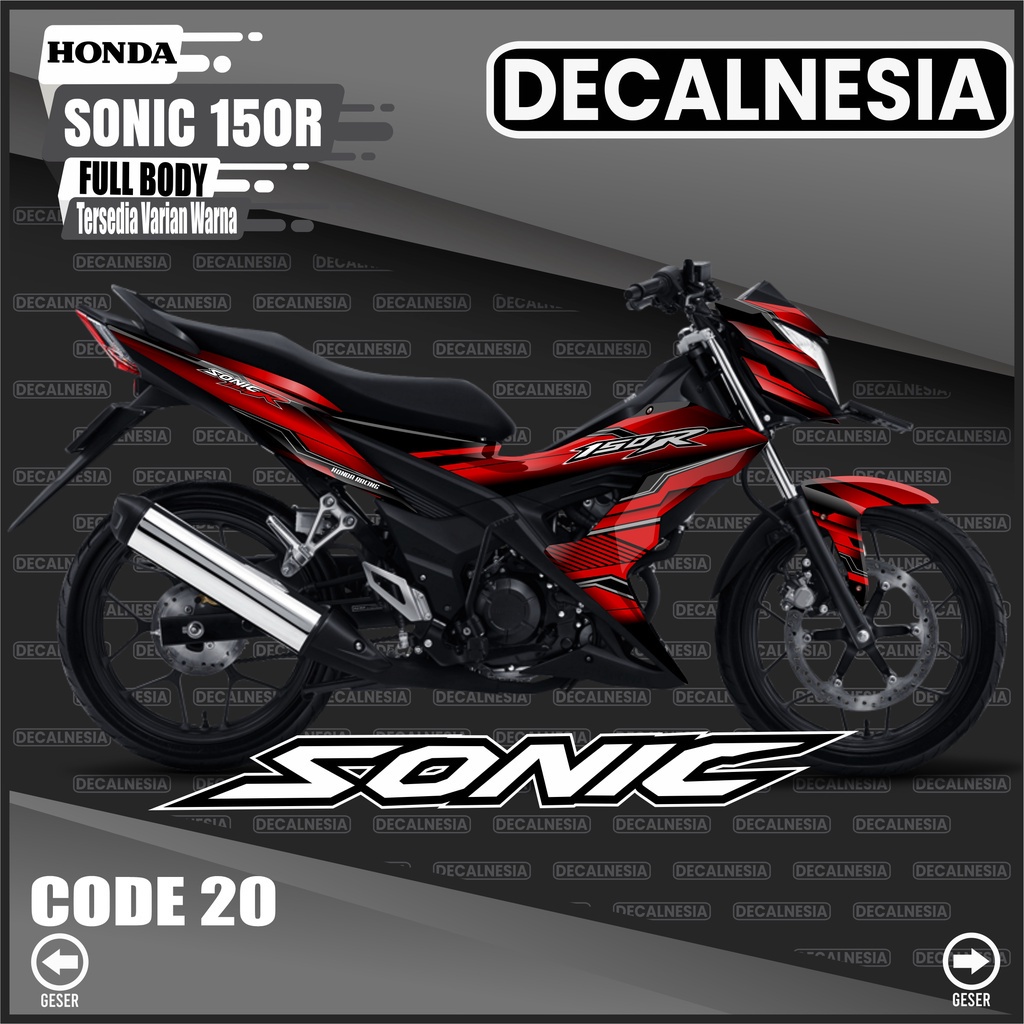 Stiker Decal Sonic 150r Full Body Sticker Motor Honda Variasi Racing Simple Dekal Aksesoris Decalnes