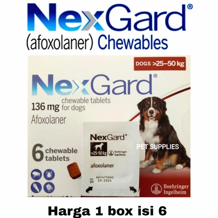 Obat Anjing - Obat Kutu Anjing Nexgard Xl (1 Box Isi 6)
