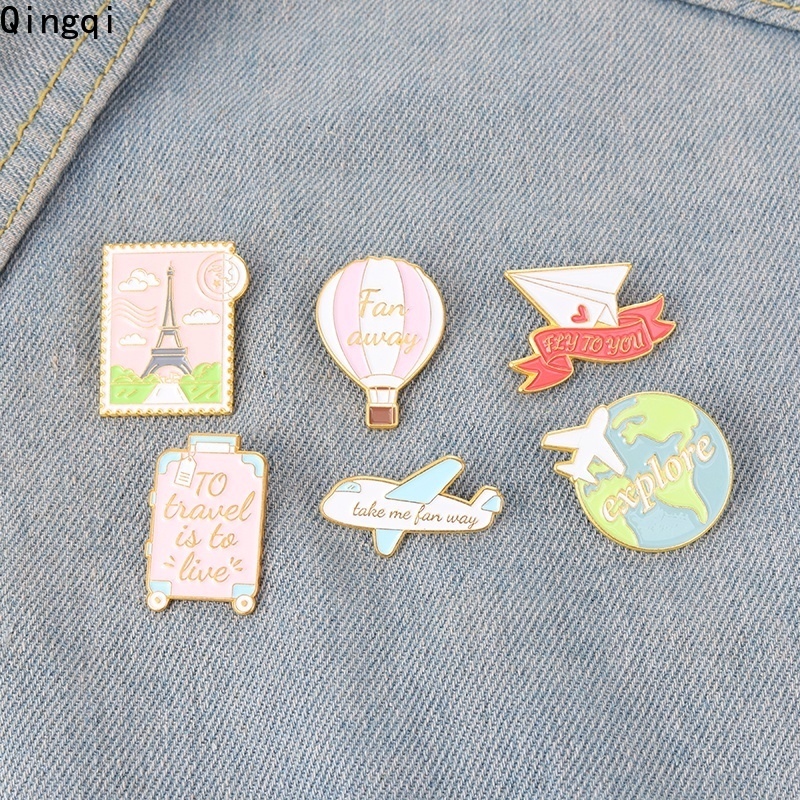 Bros Pin Enamel Bentuk Kartu Pos / Pesawat Terbang Untuk Hadiah
