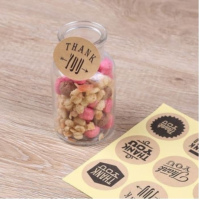 Paper Tags Sticker THANK YOU - Round Kraft 9 Design (1sheet/9pcs)