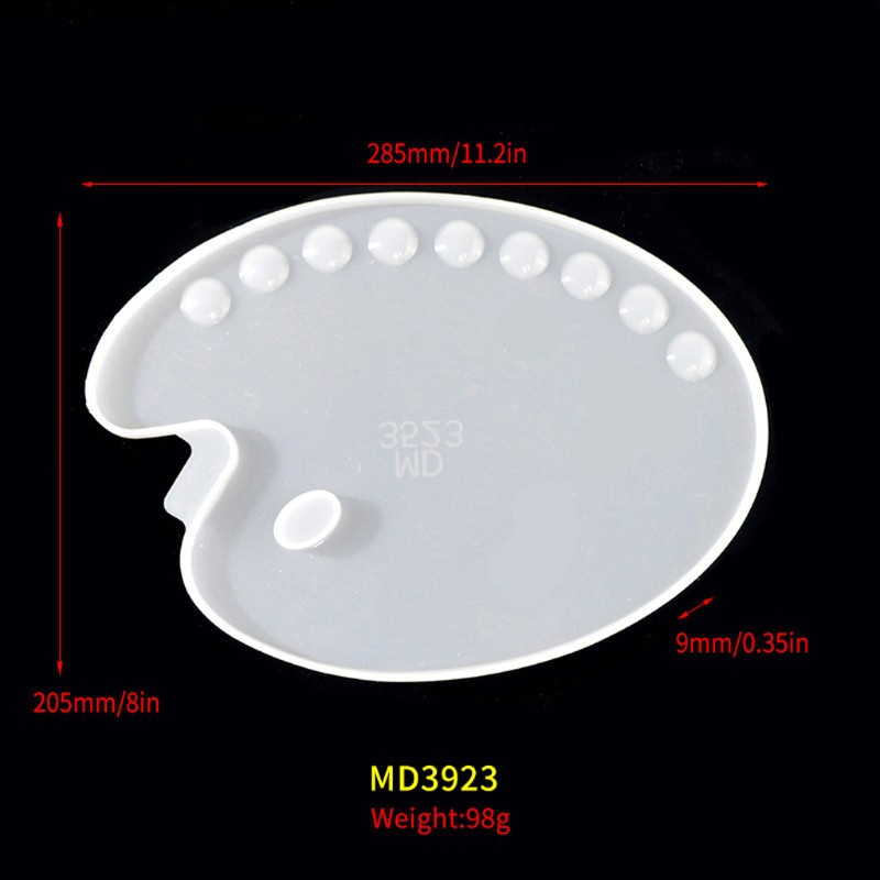 Glitter Handmade Artist Paint Palette Resin Casting Mold Oval Shape Paint Pallete Molds