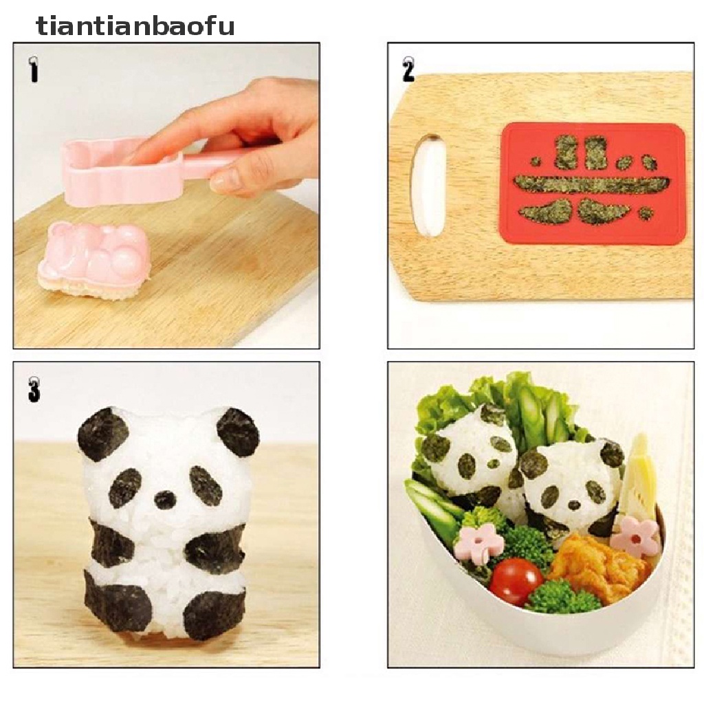 Set Cetakan Pembuat Bola Nasi Sushi Onigiri Bento Bentuk Panda 3D