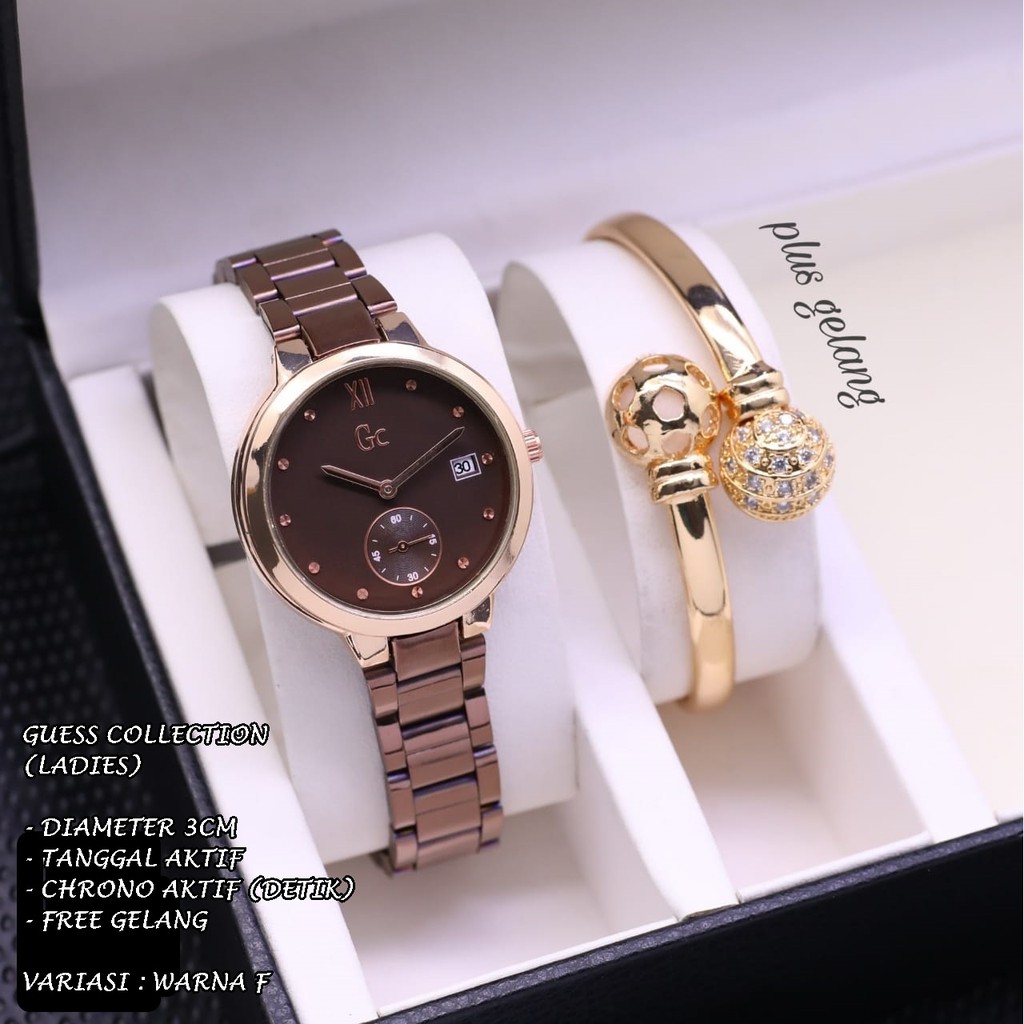 Jam Tangan Wanita/Cewek GC Rantai Detik Bawah Full Stainless Free Gelang Fashion