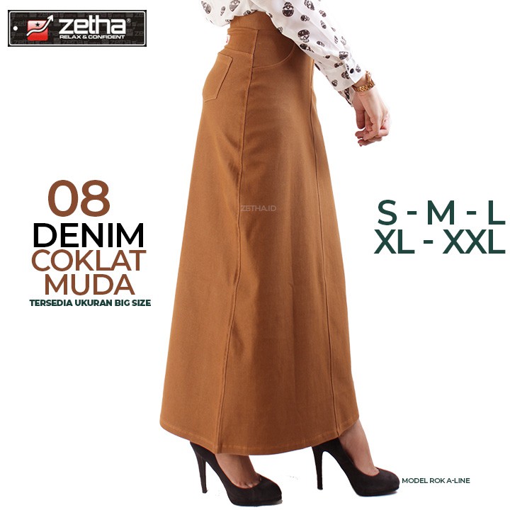 Rok ZETHA Denim Coklat Muda