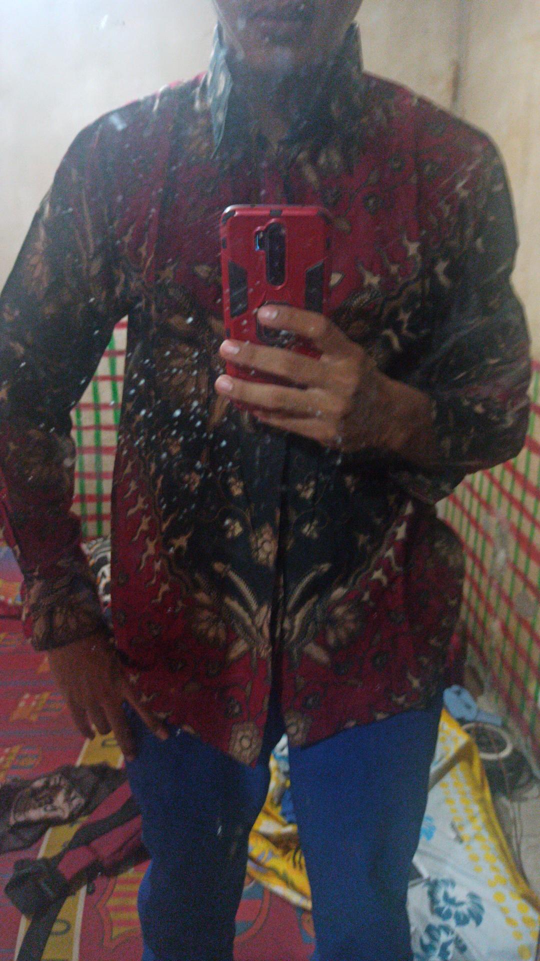 [ Bisa Cod ] Kemeja Batik Pria Lengan Panjang Premium Kantor Kondangan Seragam Motif Limited Maroon