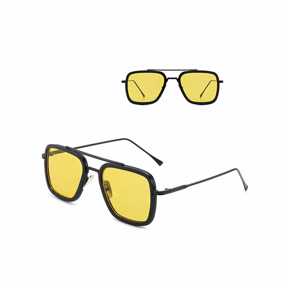 Kacamata Anti UV400 [ Hitam Kuning ] Sunglasses Pria &amp; Wanita - Design Korea - HM8033