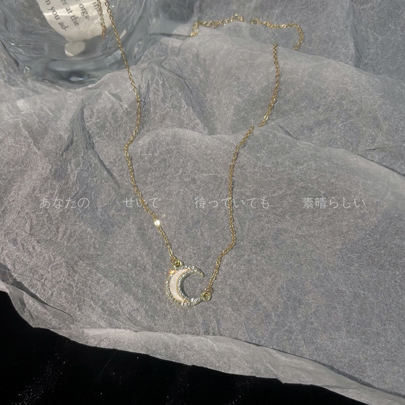 Super fairy zircon kalung bulan ins special interest desain super mengkilap cahaya mewah kalung 2021