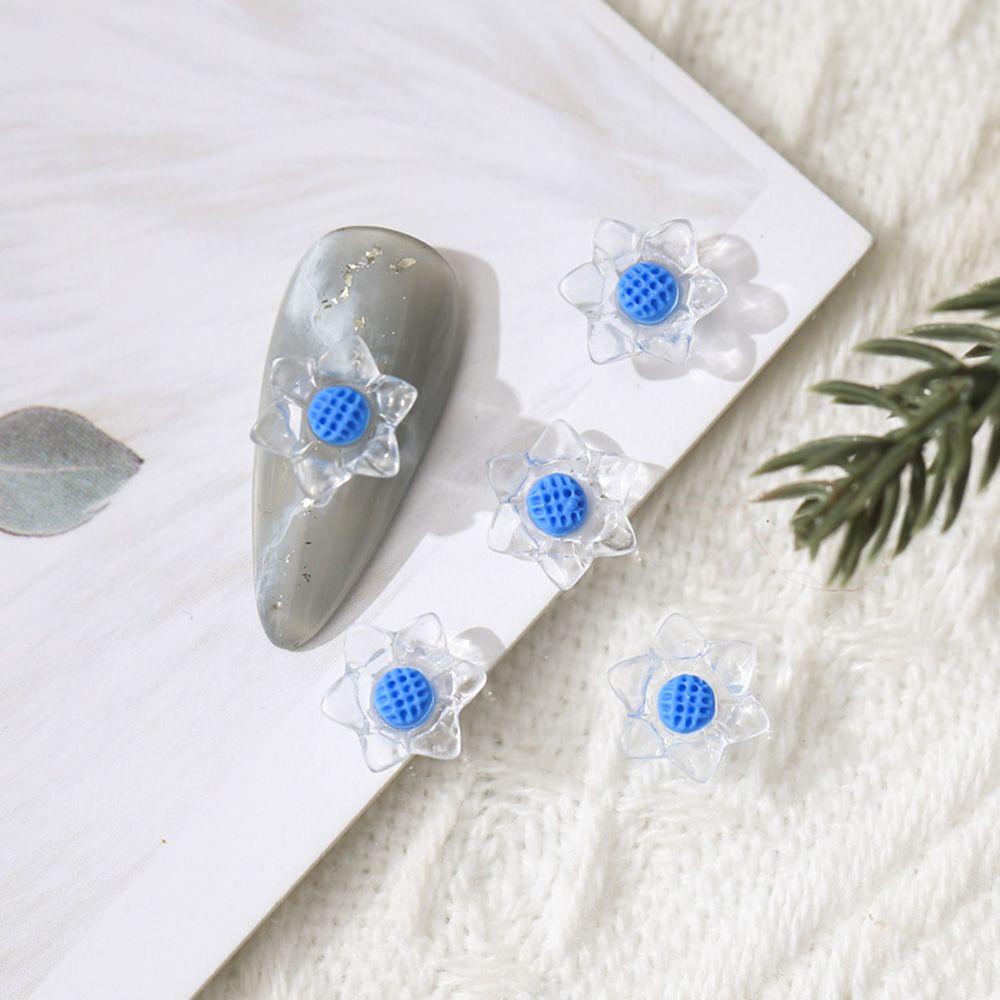 Mxbeauty Bunga Nail Art Perhiasan Warna Transparan Pesona Enam Kelopak Bunga DIY Nail Art Ornamen