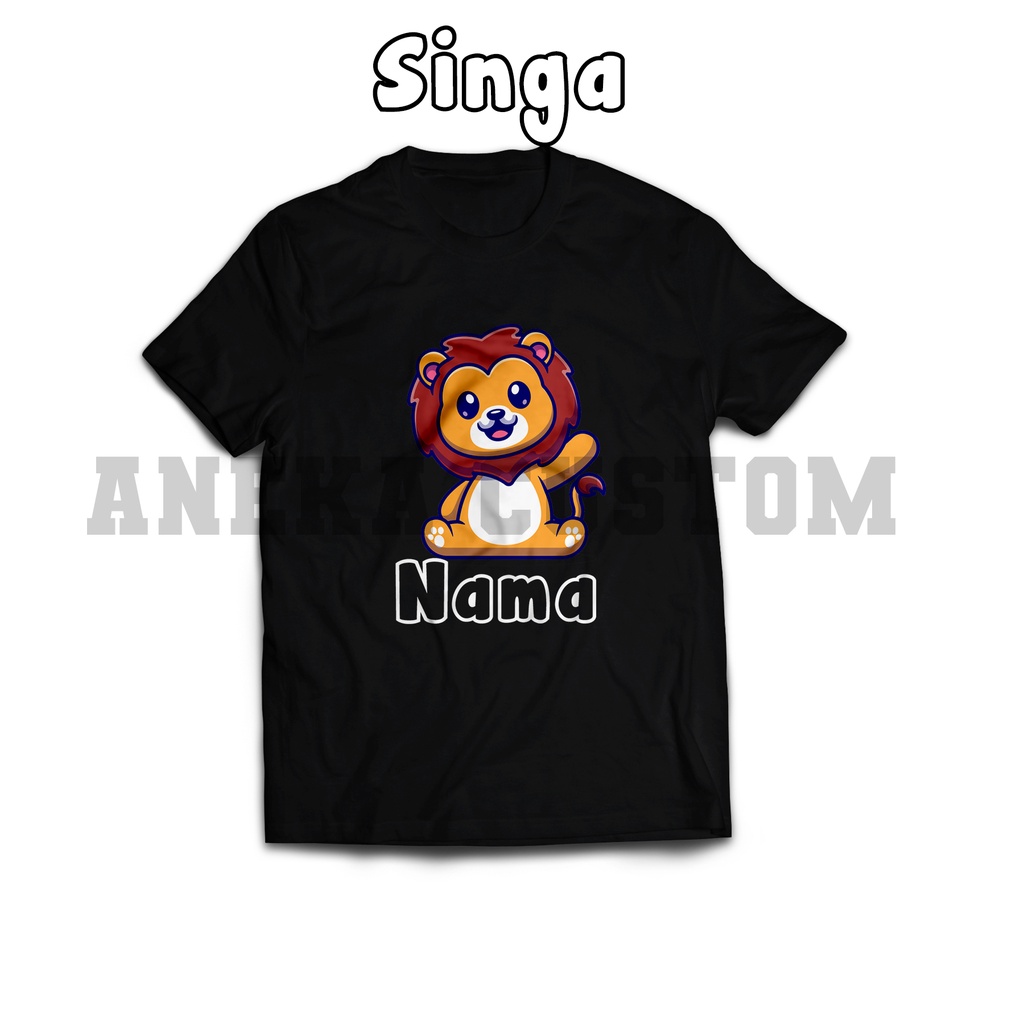 Kaos anak bebas nama karakter binatang / Kaos anak karakter binatang