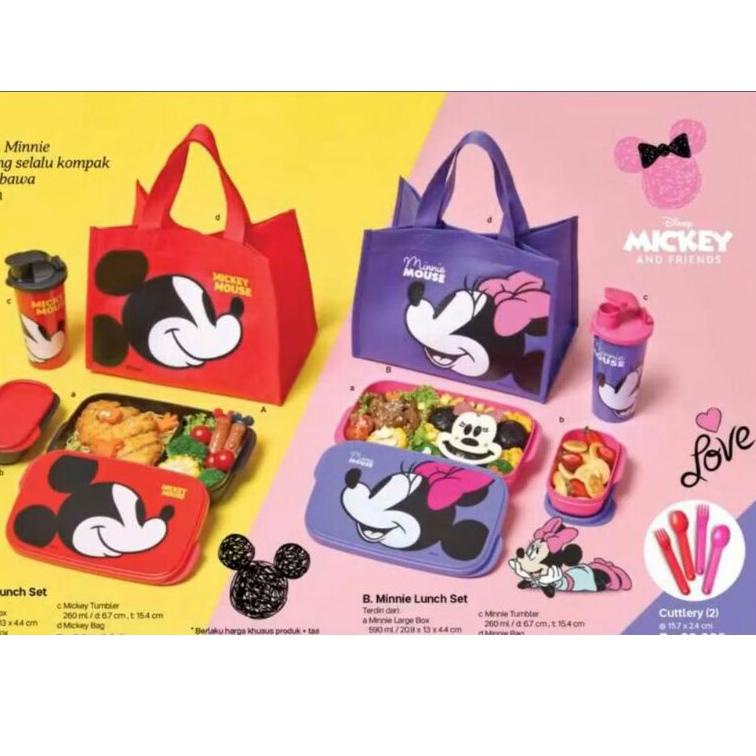 Mickey mouse &  Lunch set tempat bekal makan Tupperware D1L4