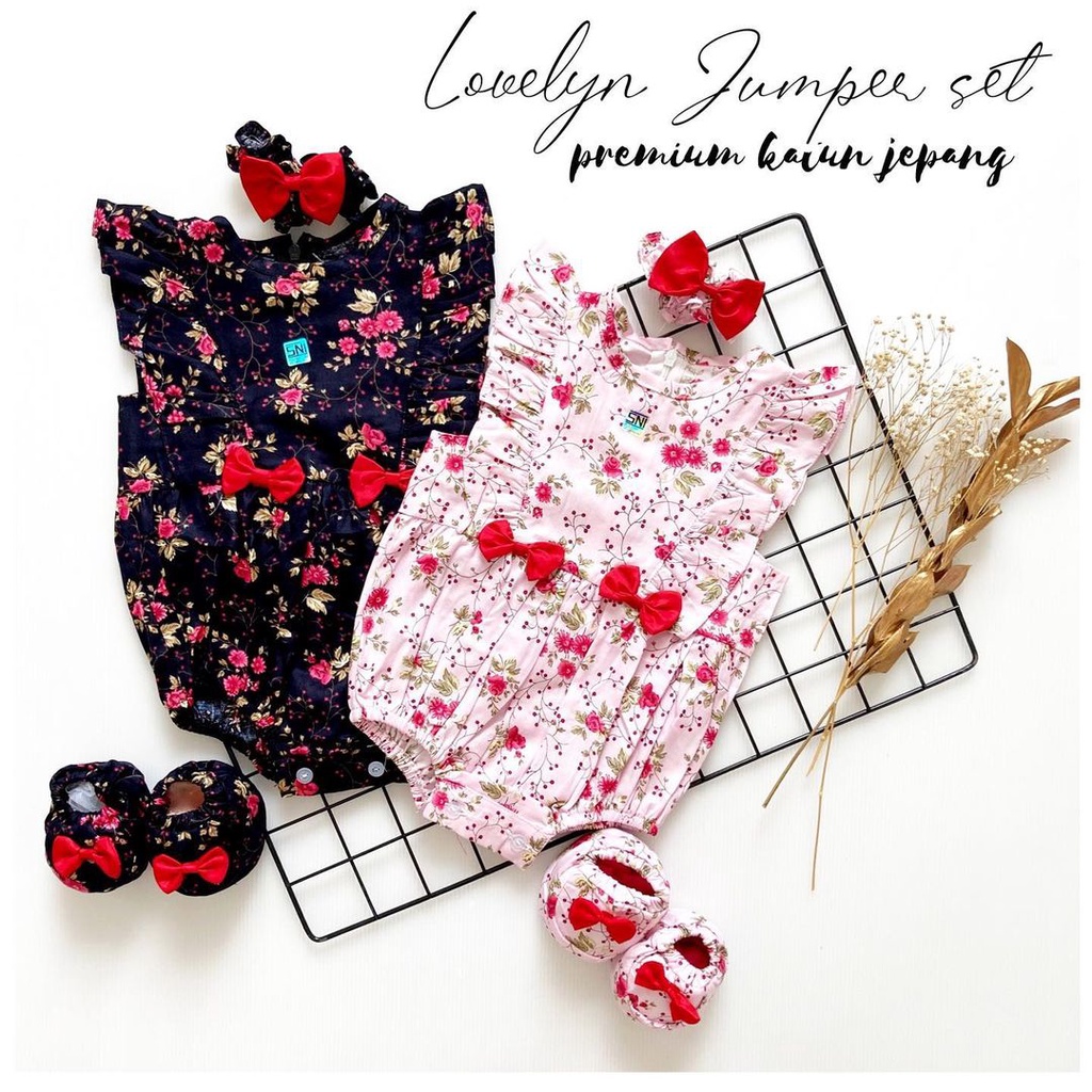 KYRIA / GIANNA / CHEERFUL Baju Jumper Rok Bunga Bandana Sepatu Pergi Lucu Fashion Anak Bayi Perempuan Cewek