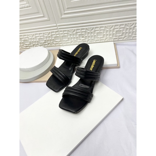 sendal flat shoes wanita terbaru kekinian pesta LOUISDEAR sendal 2 cm bahan kulit Dove S 106