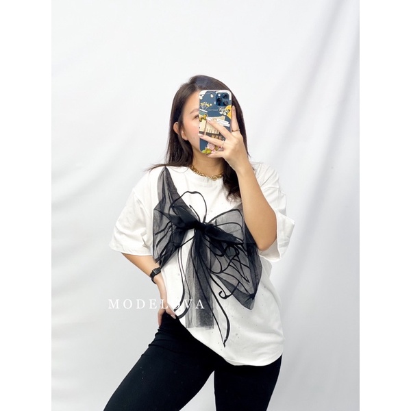 MDLV ~ BM 8518 BIG BOWTIE OVERSIZED TEE // FASHION IMPORT WANITA