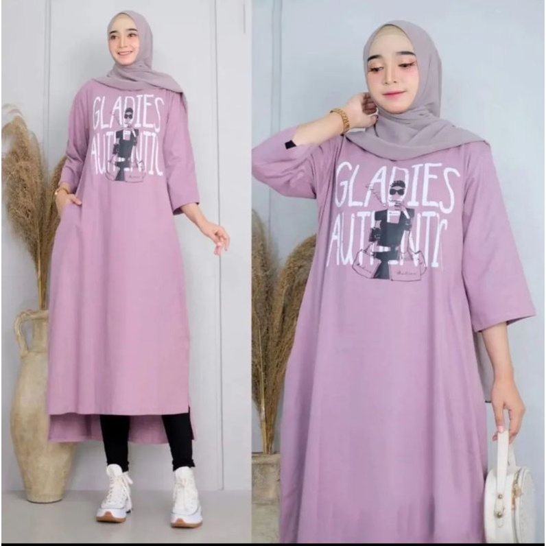 Gladies MIDI dress Matt combed 24s / tunik wanita muslimah terbaru 2022 / atasan wanita terbaru / tunik kekinian / baju muslim wanita terbaru 2022