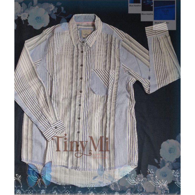 KEMEJA WANITA DEWASA NEVADA ORI GARIS BIRU