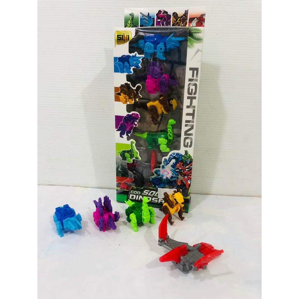 Mainan Dinosaurus Robot isi 5pcs bisa digabung jadi robot besar 16910