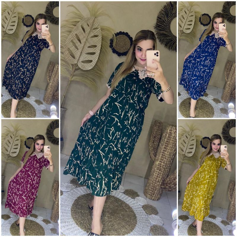 DASTER RAYON PANJANG SELUTUT RESLETING BUSUI MIDI DRESS BUMIL VIRAL ADEM MURAH