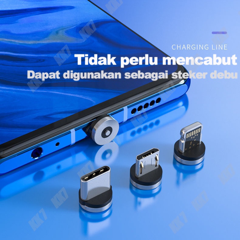 Magnetik Kabel Pengisi Daya Ponsel 3in1 Kabel Charger Hitam