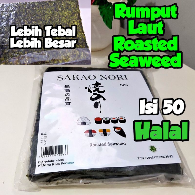 

Rosted Seaweed - Rumput Laut Halal isi 50 - Lebih Besar | Lebih Tebal