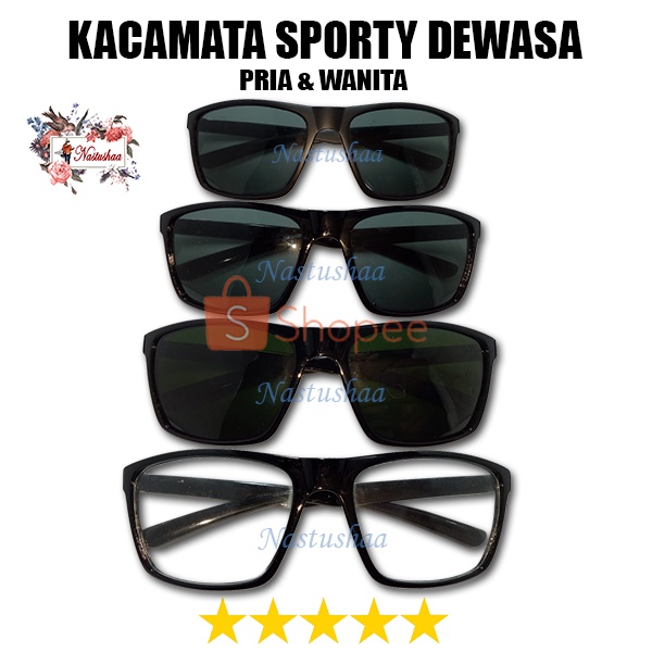 Kacamata Hitam Pria / Wanita Lensa Anti Uv400 Untuk Outdoor / Olahraga / Bersepeda / Lari  Kaca Mata Sport Kotak Anti Silau Trendy Sunglasses