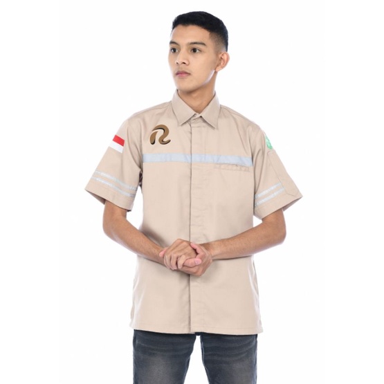 Atasan Wearpack tangan pendek custom bordir/Baju kerja kantor/kemeja karyawan kantor pabrik lapangan