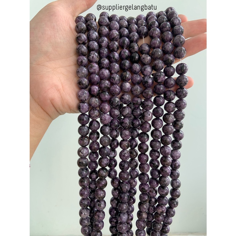 batu obsidian SNOWFLAKE UNGU 10mm aksesoris bahan gelang kalung akik