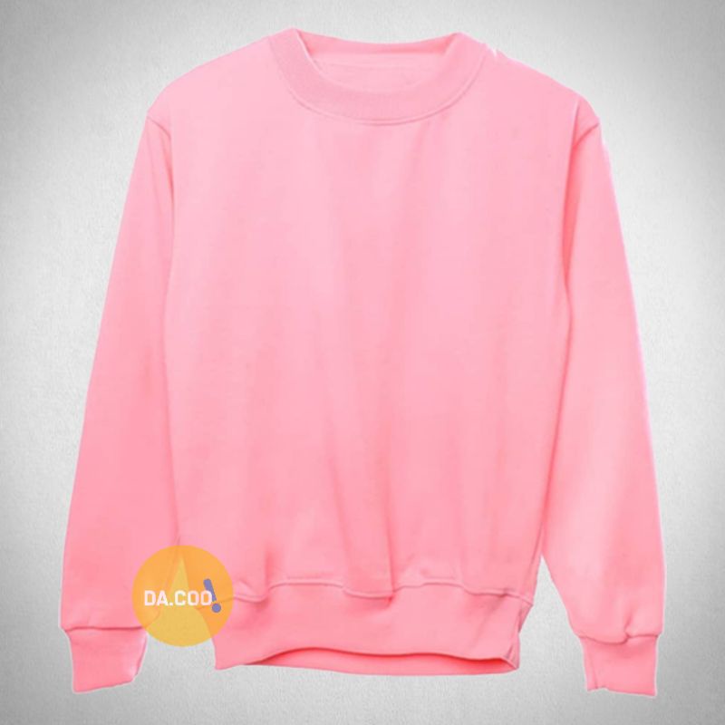 Basic Sweater Baby Pink Polos Crewneck Sweatshirt Pria Wanita