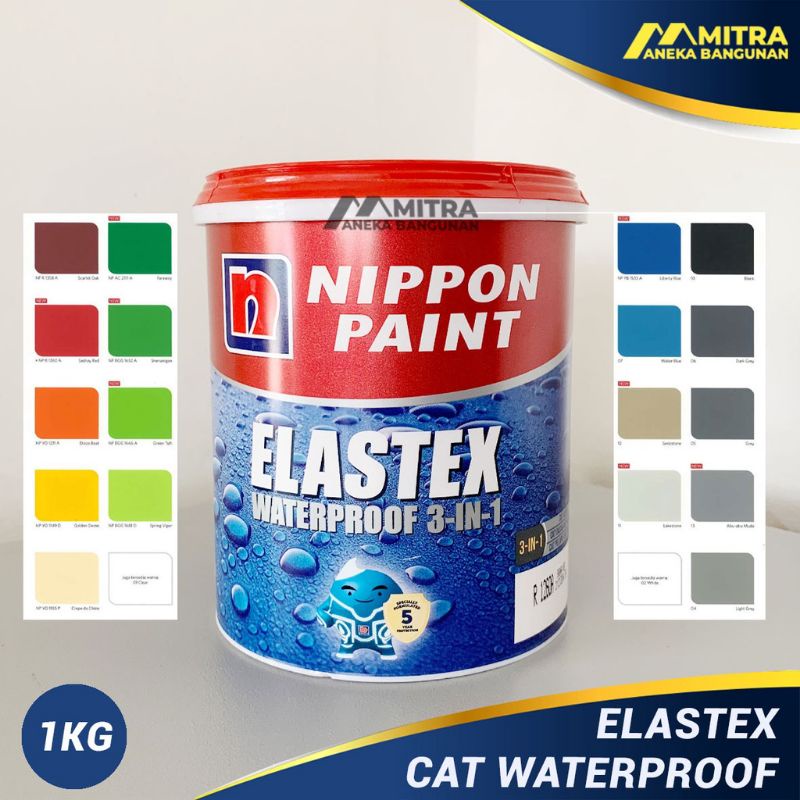 CUSTOM CAT TEMBOK WATERPROOF EKSTERIOR ELASTEX NIPPON PAINT 1 KG / CAT TEMBOK TINTING NIPPON PAINT