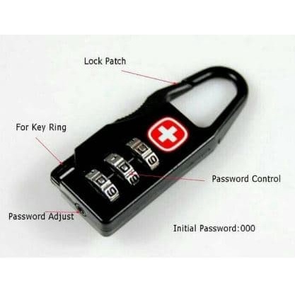 GEMBOK SWISS PASSWORD CODE LOCK KUNCI KOPER KOMBINASI ANGKA TRAVEL BAG