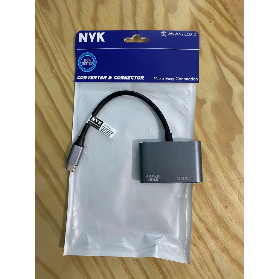 Converter USB Type C To HDTV Dan VGA Adapter 2IN1 Type Ke Mac Pro