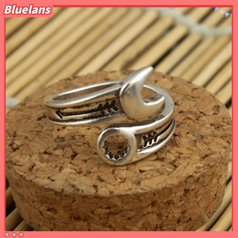 Bluelans Retro Adjustable Creative Men Wrench Spanner Opening Finger Ring Cool Jewelry