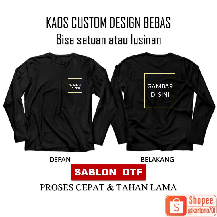 CUSTOM PANJANG 30S EXP DTF LOGO A7 + GAMBAR  A4