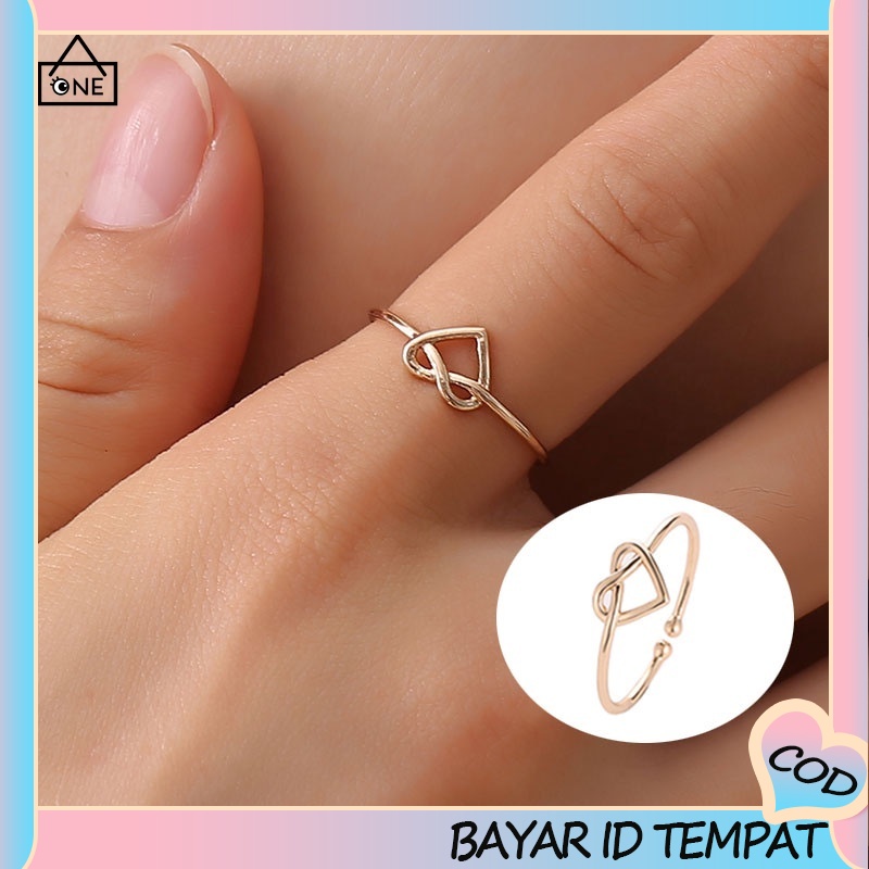 COD❤Cincin wanita cinta Berongga Disesuaikan Tiga Dimensi anak perempuan cincin anak perempuan A one