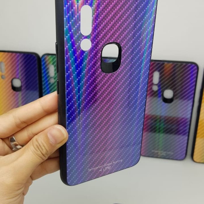 Glass Case Vivo V15 6.53inch UME PATTERN Vivo V15 Bumper Rainbow Glass