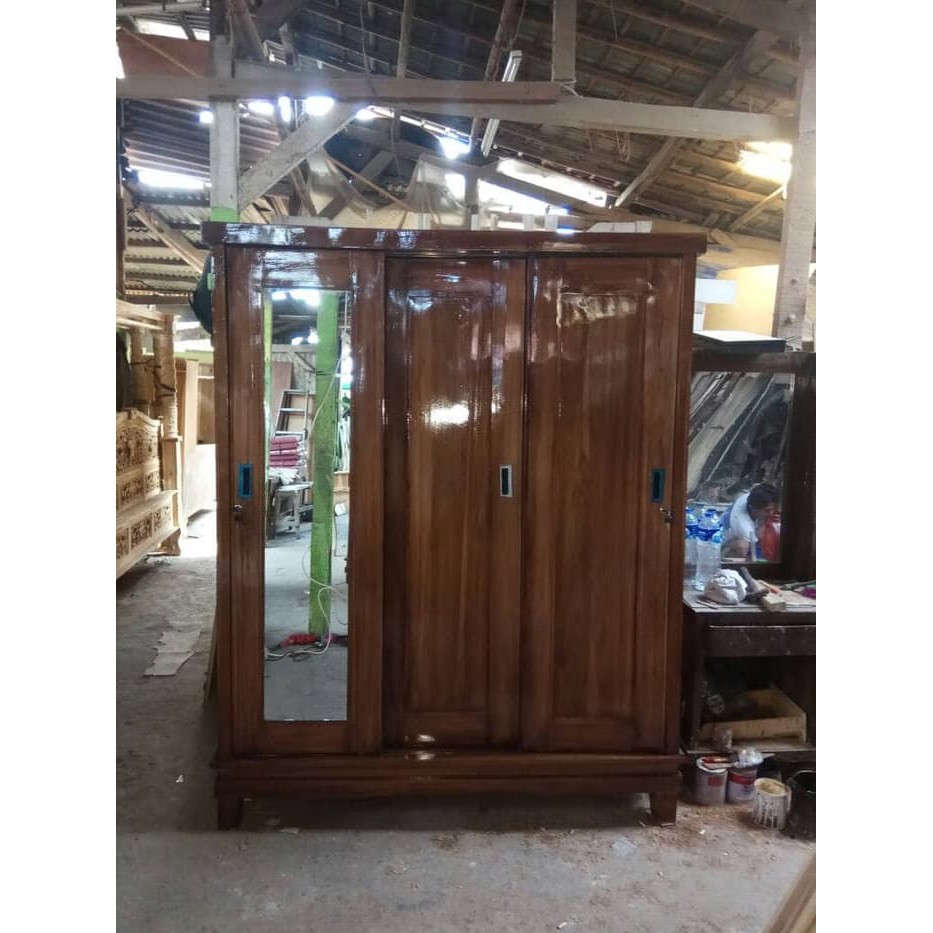 Almari 3 pintu sliding jati