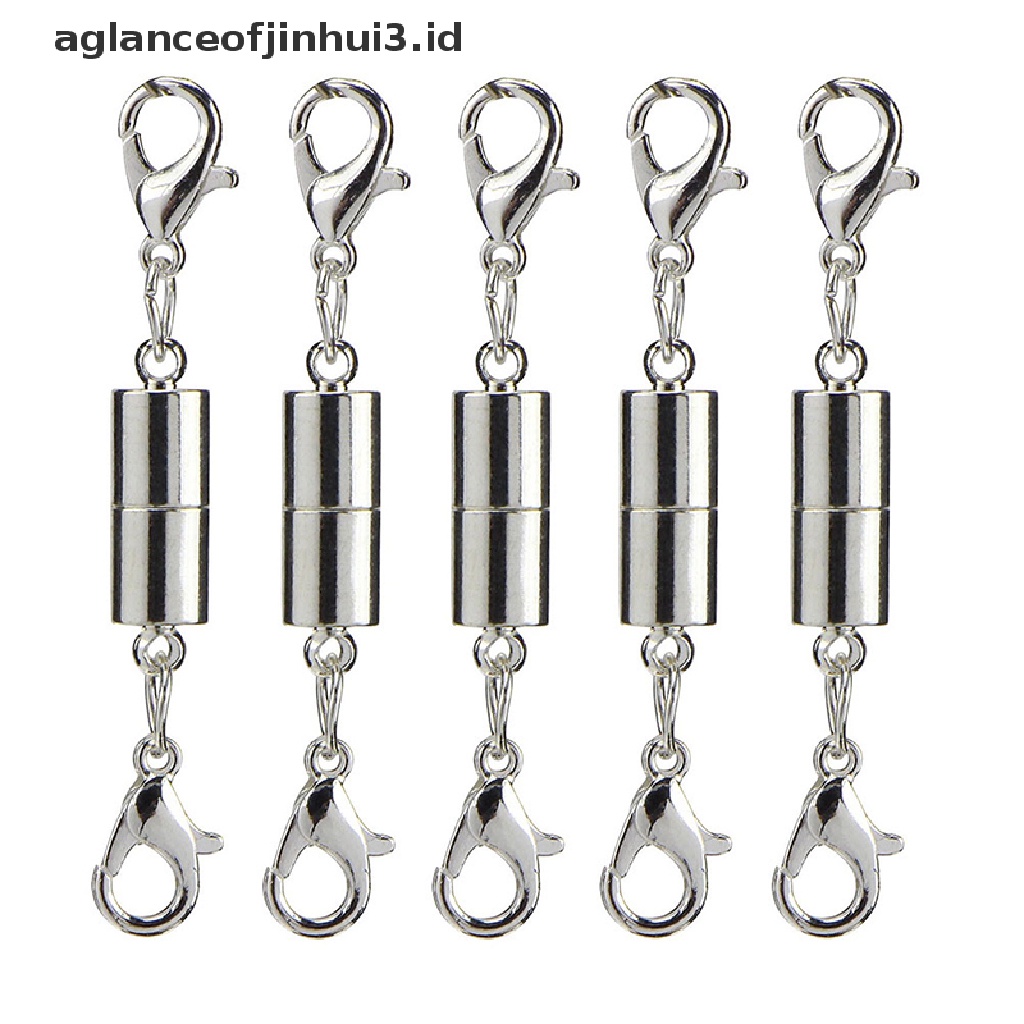 (aglanceofjinhui3) 10pcs Kait Clasp Magnetik Warna Silver / Gold Untuk Gelang / Kalung DIY