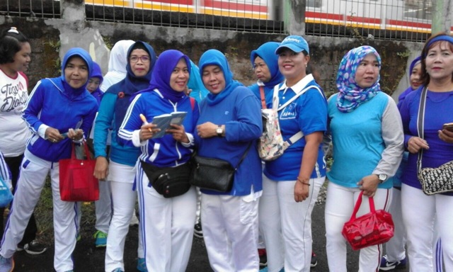 ND3 Setelan Baju Senam Lapangan Training Biru Putih Hijab Cycling Fitness Olahraga Panjang